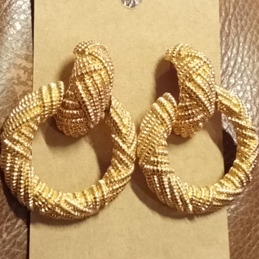 Gold Braided Hoop Earrings with Vintage Charm